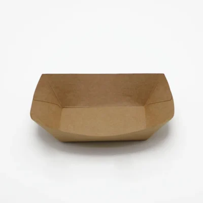 4 pack 10 OZ Brown Virgin Kraft Food Paper Boat Tray Plain And Customized Printing