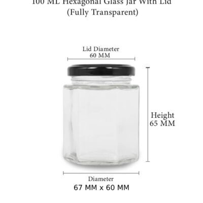 9 PACK 100 ML Hexagonal Glass Jar With Lid – Fully Transparent
