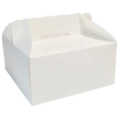 5 pack 1  Ply White Kraft Paper Takeaway Box With Handle (8 X 8 X 5 Inch) Plain And Customized Printing 1 1