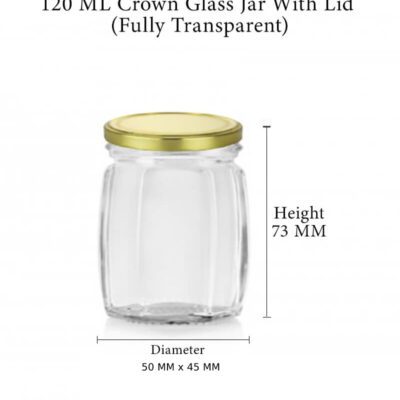 9pack  120 ML Crown Glass Jar With Lid – Fully Transparent