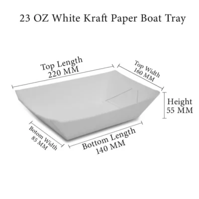 8 pack  23 OZ Virgin White Kraft Paper Boat Tray Plain And Customized Printing