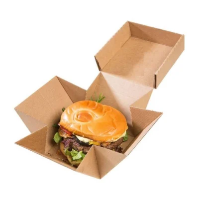 4 pack 7.5 X 5 X 4 Inch 3 Ply Brown Kraft Paper Burger Box With Compartment Plain And Customized Printing (Copy)