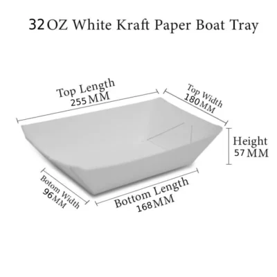 8 pack 32 OZ Virgin White Kraft Paper Boat Tray Plain And Customized Printing