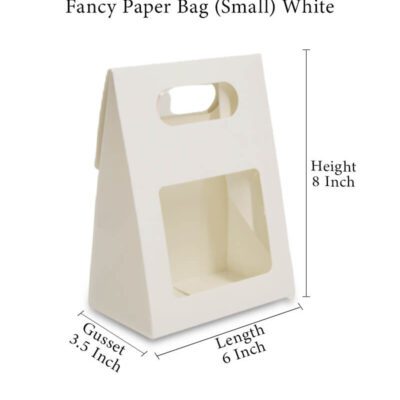 5 pack  6 X 8 X 3.5 Inch White Virgin Paper Bag With Window And Handle