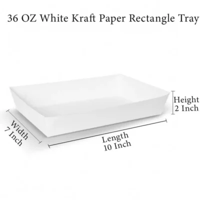 8 pack 36 OZ Virgin White Kraft Paper Rectangle Tray Plain And Customized Printing