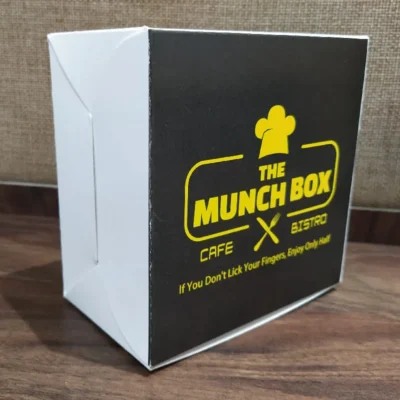 4 pack 5 X 5 X 5 Inch Virgin White Kraft Paper Square Burger Box Plain And Customized Printing