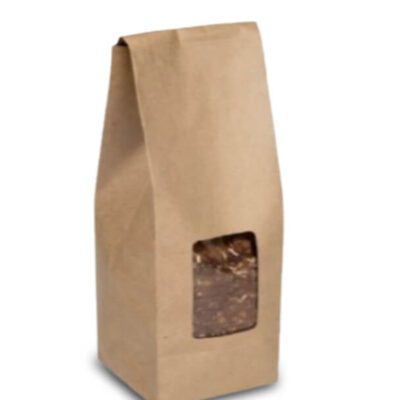 6 pack  6 X 12 X 6 Inch Virgin Kraft Paper Bread Loaf Bag With Square Shape Window