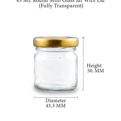 9 pack  43 ML Round Mini Glass Jar With Lid -Fully Transparent