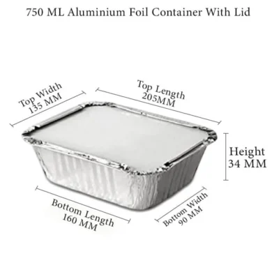 3 pack  750 ML Aluminium Foil Container With Paper Lid