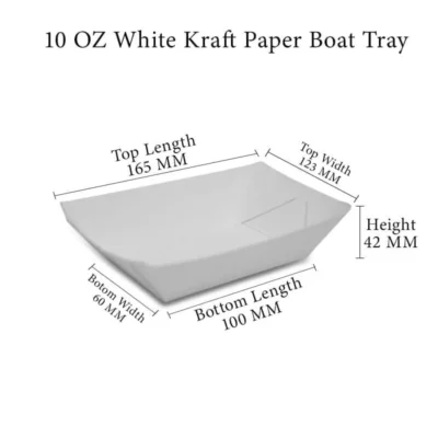 4 pack  10 OZ Virgin White Kraft Paper Boat Tray Plain And Customized Printing