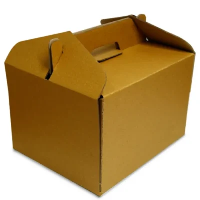 5 pack 3 Ply Corrugated White Kraft Paper Rectangle Box With Plastic Handle ( 14 X 12.25 X 5 Inch ) Plain And Customized Printing (Copy)