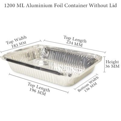 3 pack 1200 ML Aluminium Foil Container Without Lid