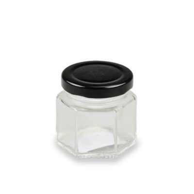 6 pack 45 ML Hexagonal Glass Jar With Lid -Fully Transparent