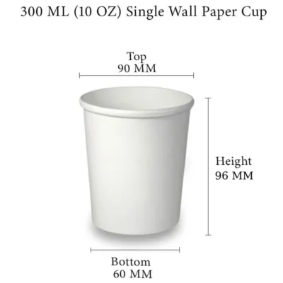 6 pack 300 ML (10 OZ) Single Wall White Paper Cup