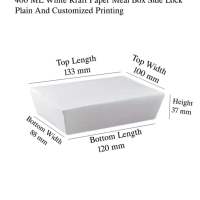 8 pack  400 ML White Kraft Paper Meal Box Side Lock Plain And Customized Printing