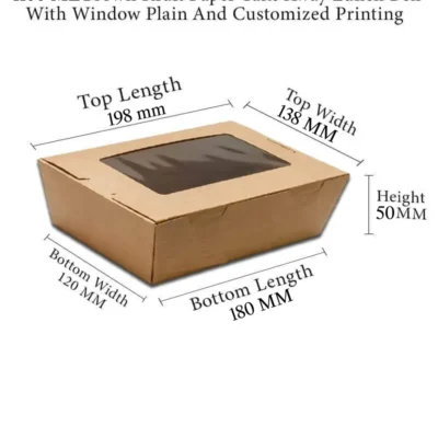 6 pack 1100 ML Brown Kraft Paper Meal Box Side Lock With Transparent Window Plain And Customized Printing