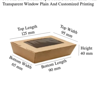 4 pack 300 ML Brown Kraft Paper Meal Box Side Lock With Transparent Window Plain And Customized Printing