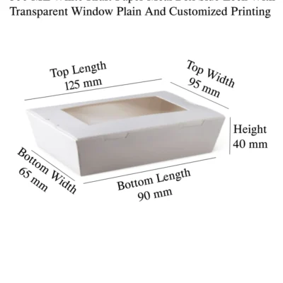 8 pack 300 ML White Kraft Paper Meal Box Side Lock With Transparent Window Plain And Customized Printing