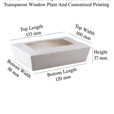 8 pack  400 ML White Kraft Paper Meal Box Side Lock With Transparent Window Plain And Customized Printing