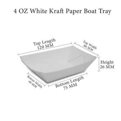 5 pack 4 OZ Virgin White Kraft Paper Boat Tray Plain And Customized Printing