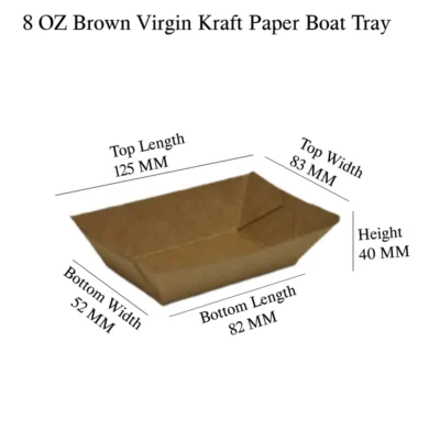 5 pack  8 OZ Brown Virgin Kraft Paper Boat Tray Plain And Customized Printing