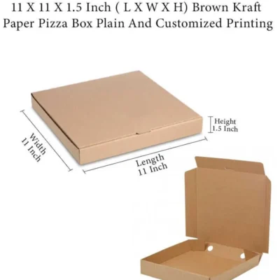 12 pack  11 X 11 X 1.5 Inch ( L X W X H) Brown Kraft Paper Pizza Box Plain And Customized Printing
