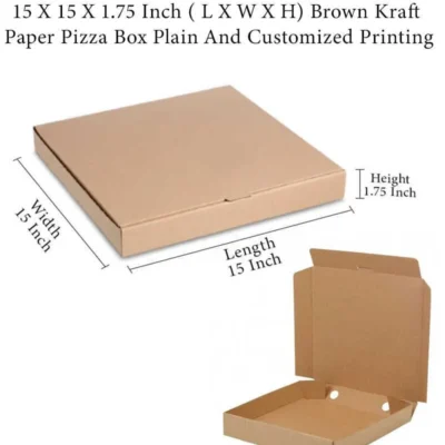 12 pack 15 X 15 X 1.75 Inch ( L X W X H) Brown Kraft Paper Pizza Box Plain And Customized Printing