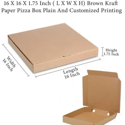 12 pack 16 X 16 X 1.75 Inch ( L X W X H) Brown Kraft Paper Pizza Box Plain And Customized Printing