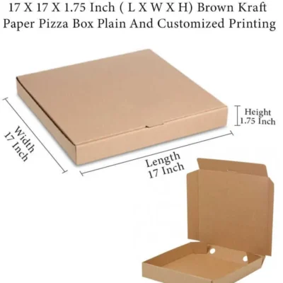 12 pack 17 X 17 X 1.75 Inch ( L X W X H) Brown Kraft Paper Pizza Box Plain And Customized Printing