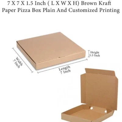 12 pack 7 X 7 X 1.5 Inch ( L X W X H) Brown Kraft Paper Pizza Box Plain And Customized Printing