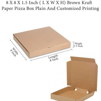 12 pack  8 X 8 X 1.5 Inch ( L X W X H) Brown Kraft Paper Pizza Box Plain And Customized Printing