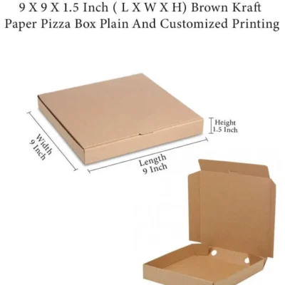 12pack 9 X 9 X 1.5 Inch ( L X W X H) Brown Kraft Paper Pizza Box Plain And Customized Printing