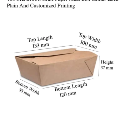 8 pack 400 ML Brown Kraft Paper Meal Box Center Lock Plain And Customized Printing