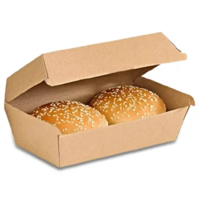 4 pack 9 X 4.5 X 3.5 Inch Brown Virgin Kraft Paper Two Burger Box Plain And Customized Printing