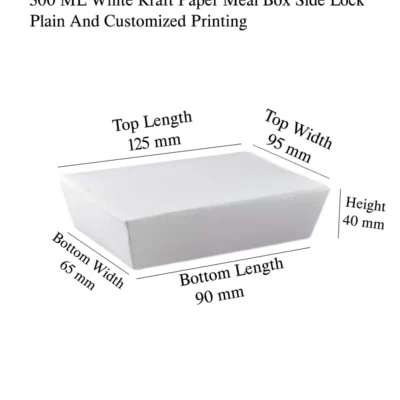 8 pack  300 ML White Kraft Paper Meal Box Side Lock Plain And Customized Printing