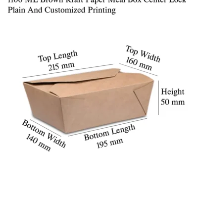 6 pack 1100 ML Brown Kraft Paper Meal Box Center Lock Plain And Customized Printing